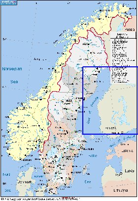 Administrativa mapa de Suecia em ingles