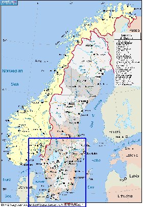 Administrativa mapa de Suecia em ingles