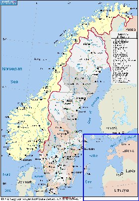 Administrativa mapa de Suecia em ingles