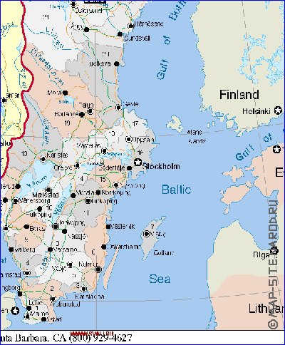 Administrativa mapa de Suecia em ingles