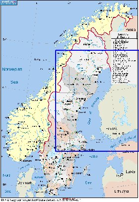 Administrativa mapa de Suecia em ingles