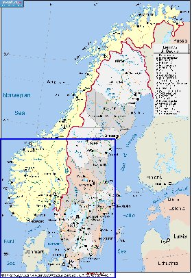 Administrativa mapa de Suecia em ingles