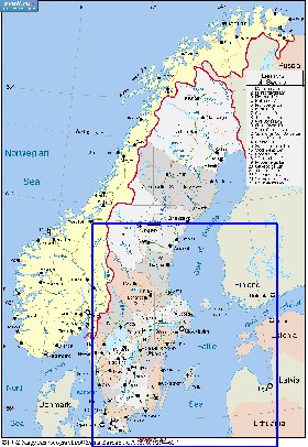 Administrativa mapa de Suecia em ingles