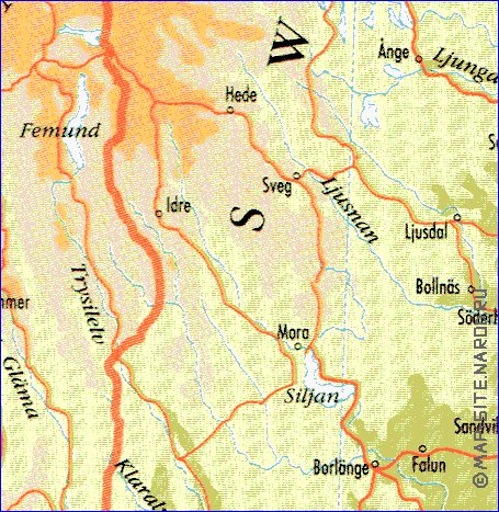 mapa de Suecia em ingles