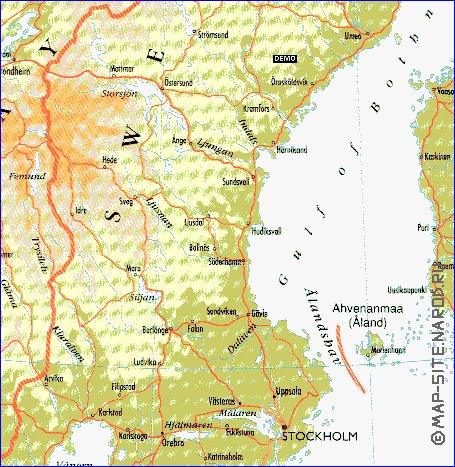 mapa de Suecia em ingles