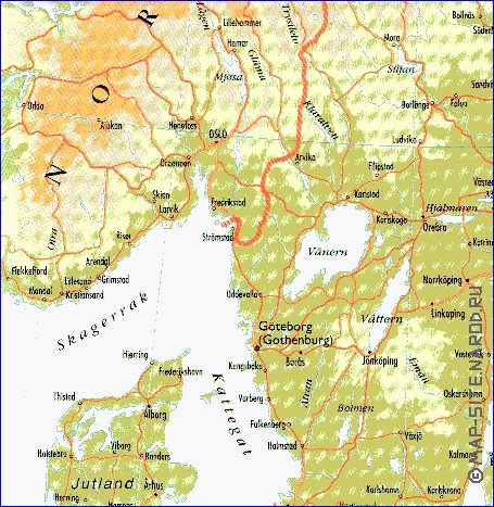 mapa de Suecia em ingles