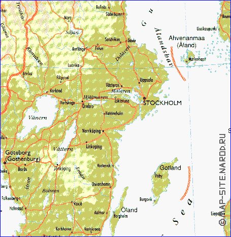 mapa de Suecia em ingles