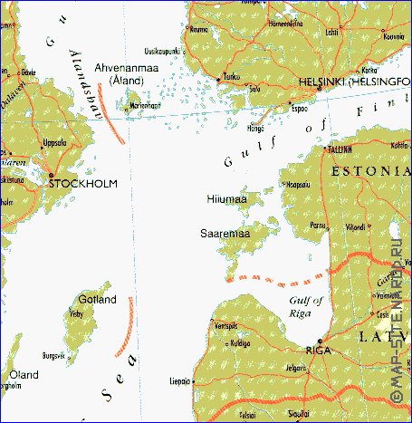 mapa de Suecia em ingles