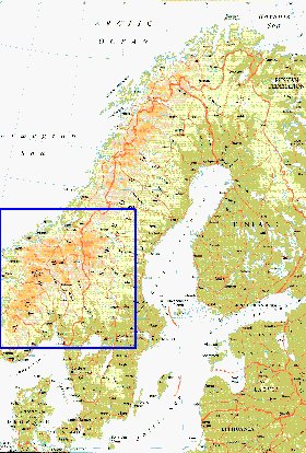 mapa de Suecia em ingles