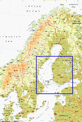 mapa de Suecia em ingles