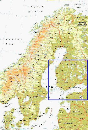 mapa de Suecia em ingles