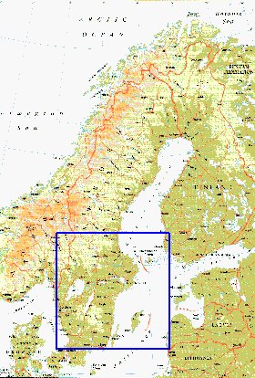 mapa de Suecia em ingles