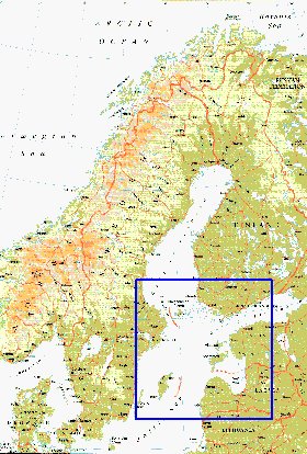 mapa de Suecia em ingles