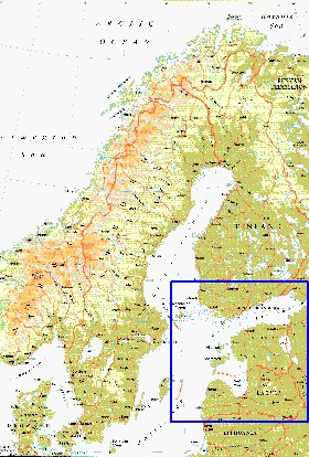 mapa de Suecia em ingles