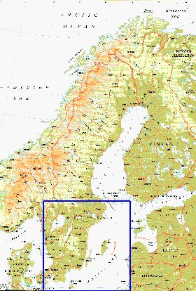 mapa de Suecia em ingles