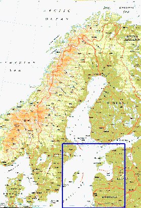 mapa de Suecia em ingles