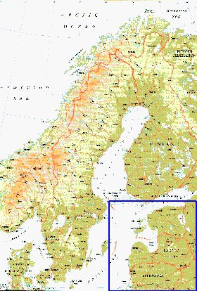 mapa de Suecia em ingles