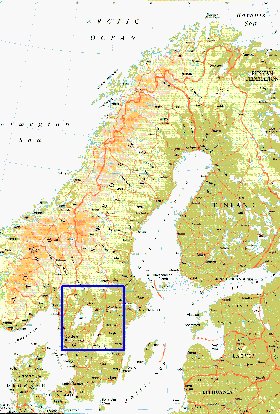 mapa de Suecia em ingles