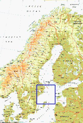 mapa de Suecia em ingles