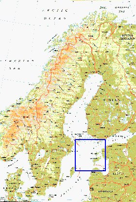 mapa de Suecia em ingles