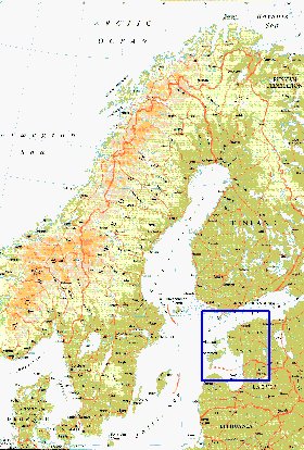 mapa de Suecia em ingles