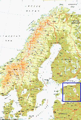 mapa de Suecia em ingles