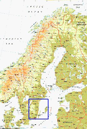 mapa de Suecia em ingles