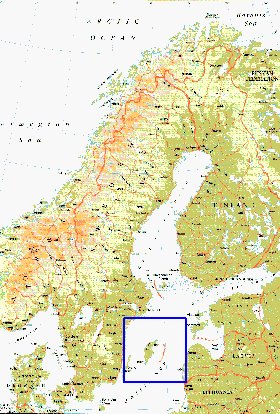 mapa de Suecia em ingles