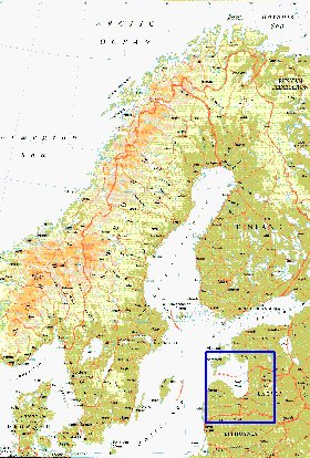 mapa de Suecia em ingles