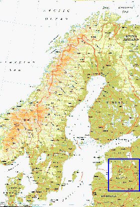 mapa de Suecia em ingles