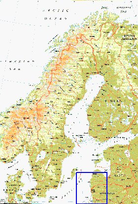 mapa de Suecia em ingles