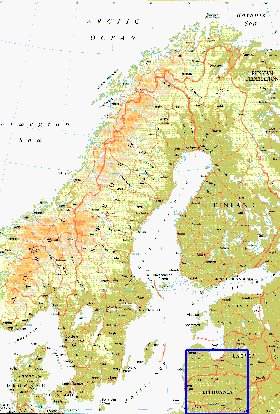 mapa de Suecia em ingles