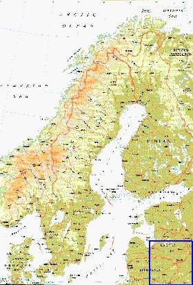 mapa de Suecia em ingles