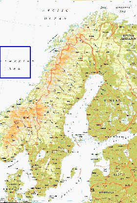 mapa de Suecia em ingles