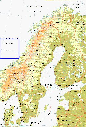 mapa de Suecia em ingles