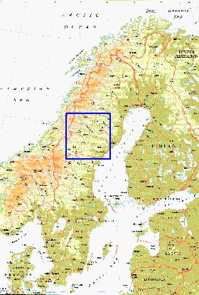 mapa de Suecia em ingles