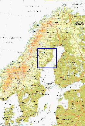 mapa de Suecia em ingles