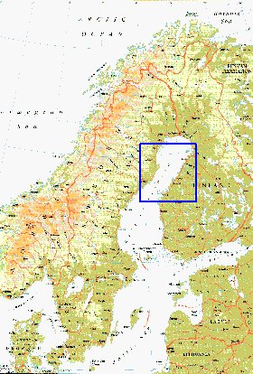 mapa de Suecia em ingles