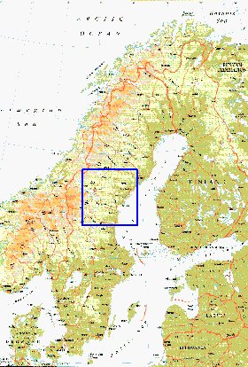 mapa de Suecia em ingles