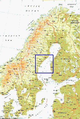 mapa de Suecia em ingles