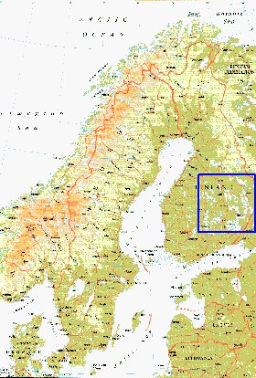 mapa de Suecia em ingles