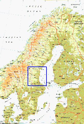 mapa de Suecia em ingles