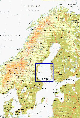 mapa de Suecia em ingles