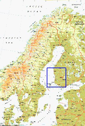 mapa de Suecia em ingles