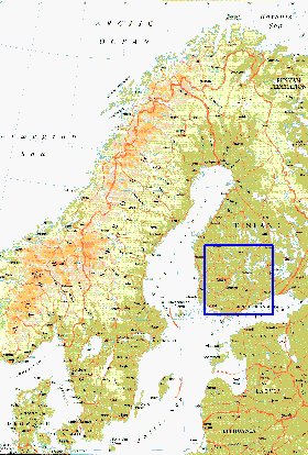 mapa de Suecia em ingles