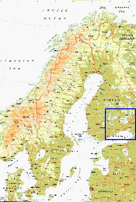 mapa de Suecia em ingles