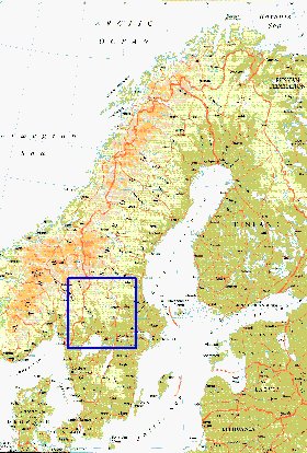 mapa de Suecia em ingles