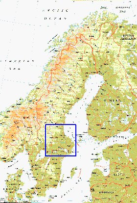 mapa de Suecia em ingles