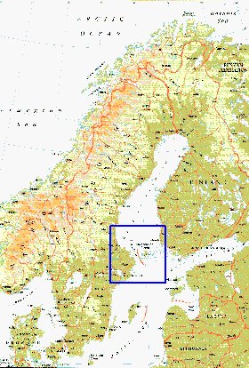 mapa de Suecia em ingles