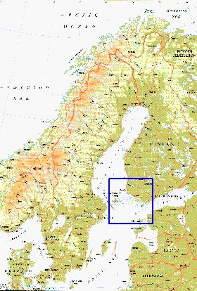 mapa de Suecia em ingles